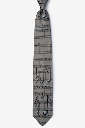 _Music Notes Gray Tie_