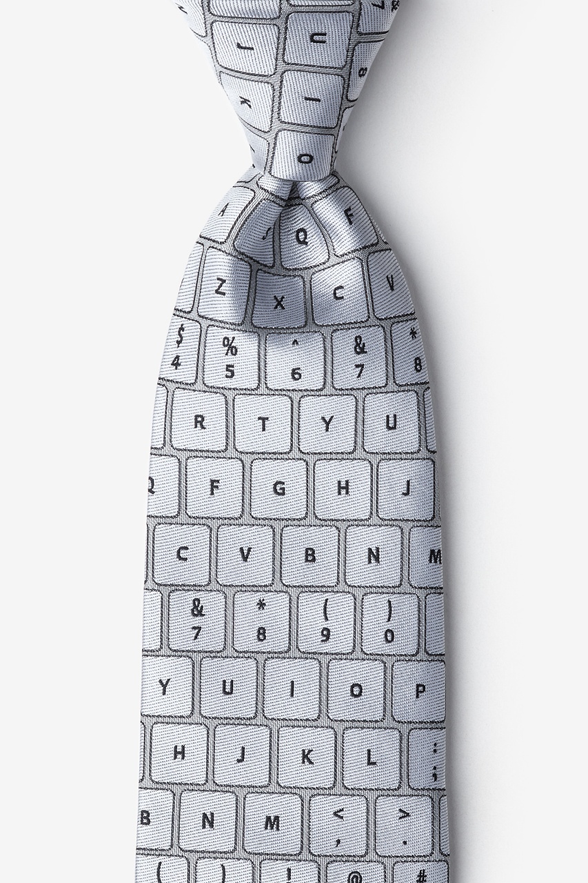 QWERTY Keyboard 2.0 Gray Extra Long Tie Photo (0)