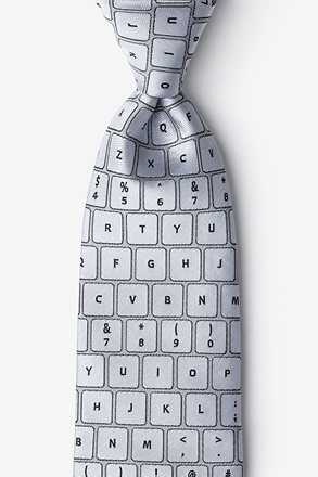 _QWERTY Keyboard 2.0 Gray Extra Long Tie_