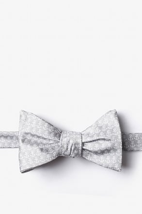 Small Anchors Gray Self-Tie Bow Tie