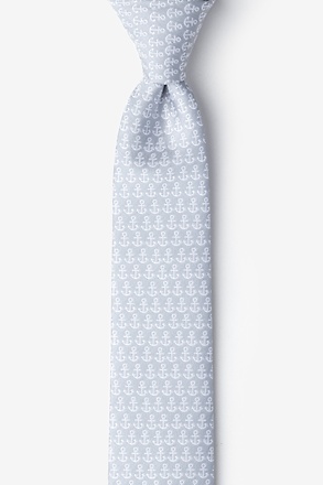 Small Anchors Gray Skinny Tie