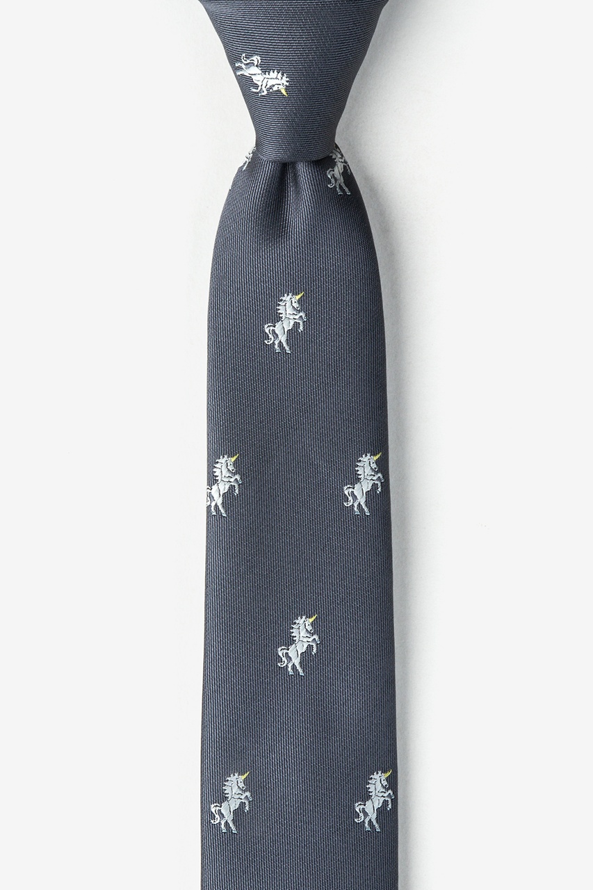 Unicorns Gray Skinny Tie Photo (0)