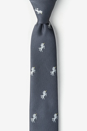 Unicorns Gray Skinny Tie