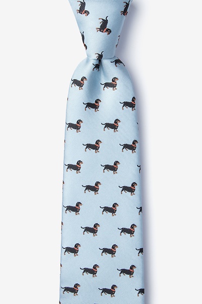 Gray Microfiber Weiner Dogs Extra Long Tie