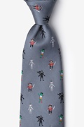 Zombie Pirate Ninja Robot Gray Extra Long Tie Photo (0)