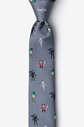 Zombie Pirate Ninja Robot Gray Skinny Tie Photo (0)