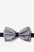 Metal-Tipped Gray Pre-Tied Bow Tie Photo (0)