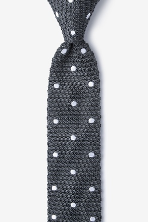 Polka Dot Gray Knit Skinny Tie