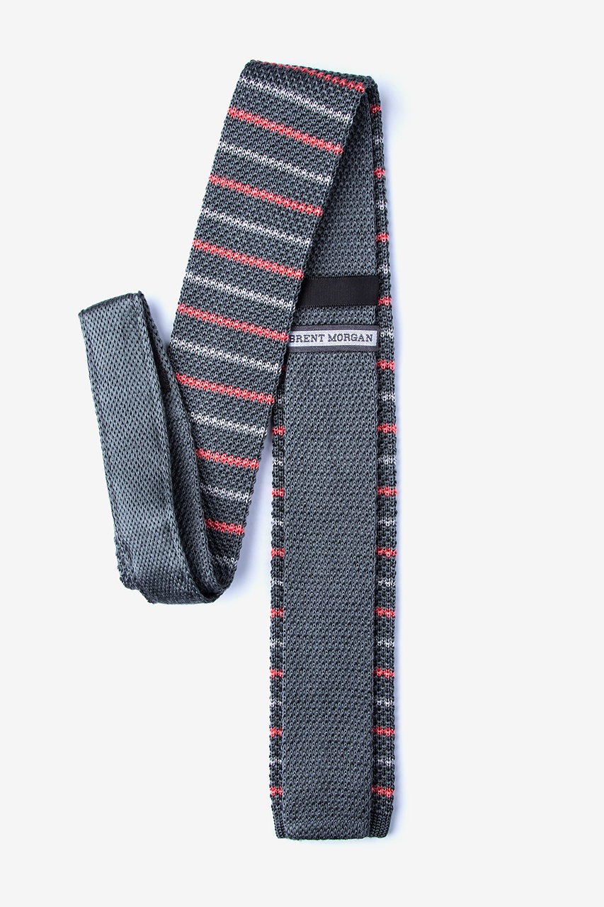 Swiss Stripe Gray Knit Skinny Tie Photo (1)
