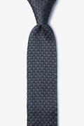 Textured Solid Gray Knit Skinny Tie Photo (0)