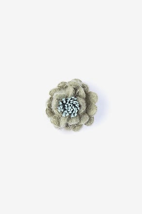 Rustic Yarn Flower Green Lapel Pin