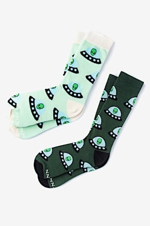 _Alien Invasion Green His & Hers Socks_