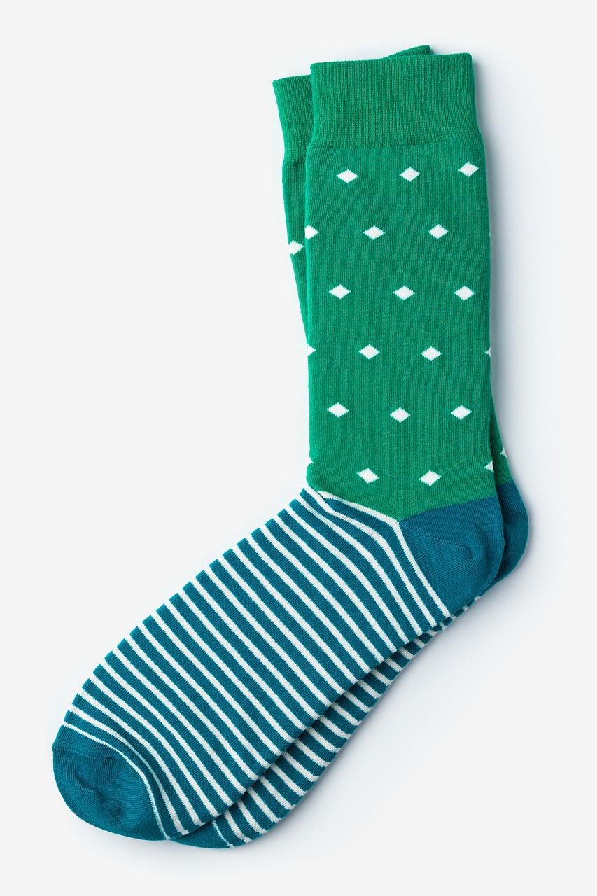 Green Carded Cotton Arcadia Sock | Ties.com