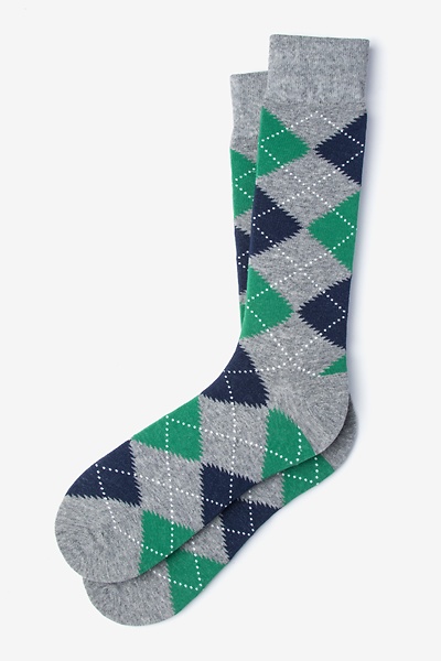 Green Carded Cotton Argyle Assassin Sock | Ties.com
