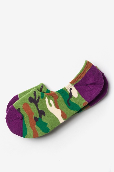 Green Carded Cotton City Camo No-Show Sock | Ties.com