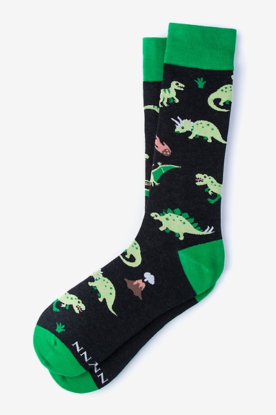 Green Carded Cotton Dino-Mite! Medium-Large Sock