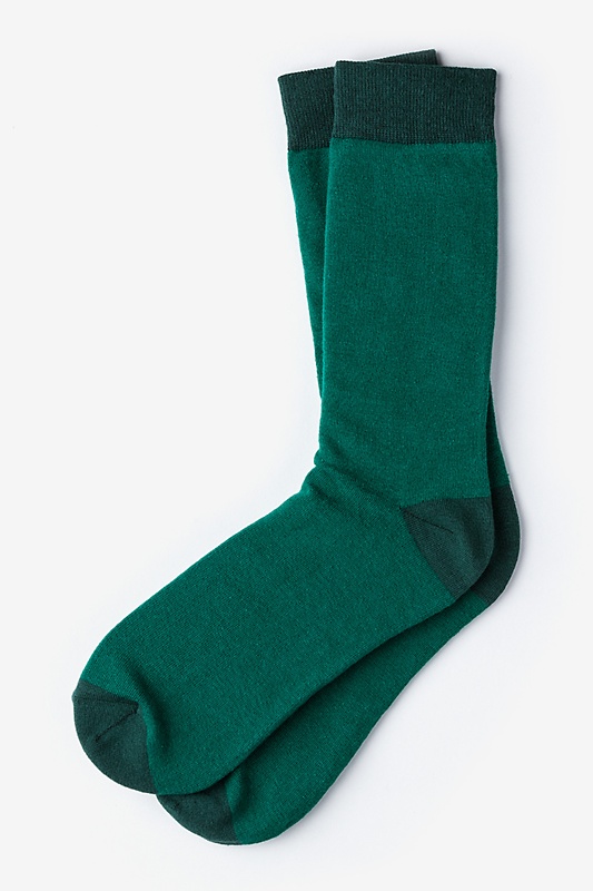 Green Carded Cotton Hollywood Solid Sock | Ties.com