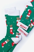 Meowy Christmas Green Small-Medium Sock Photo (1)