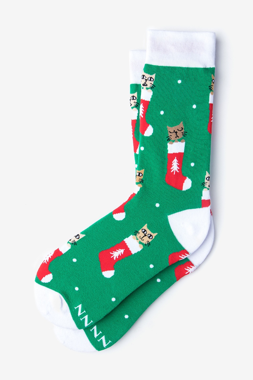 Meowy Christmas Green Women's Sock Photo (0)