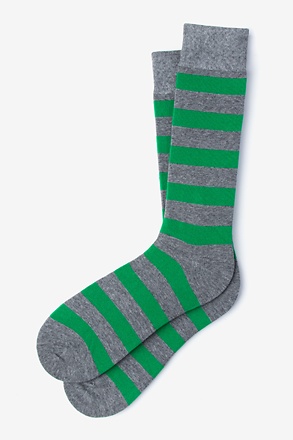 _Rugby Stripe Green Medium-Large Sock_