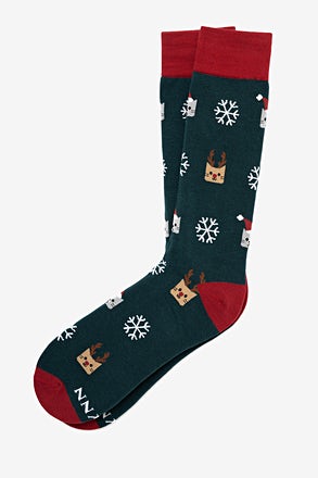 Santa Claws Green Medium-Large Sock