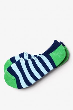 Seal Beach Stripe Green No-Show Sock