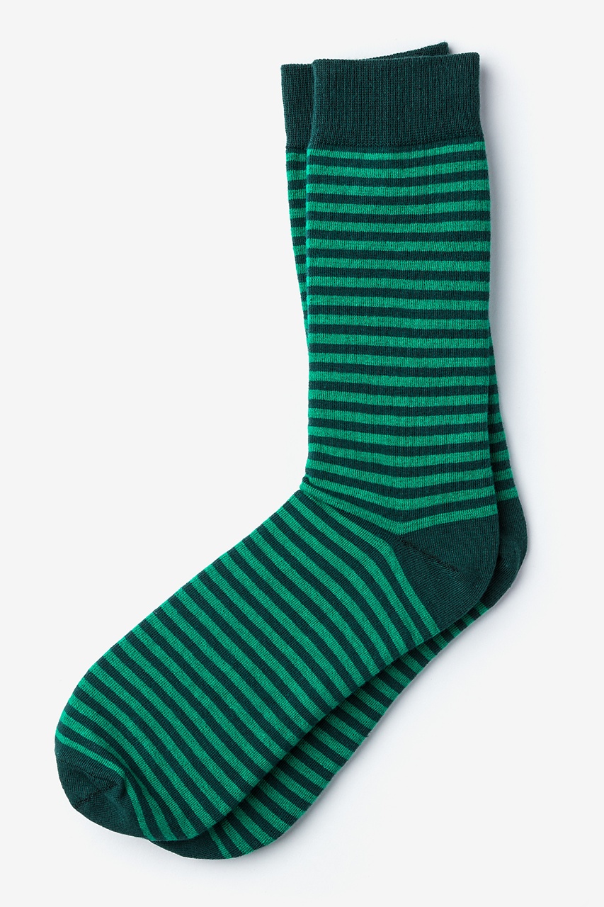 Green Carded Cotton Seal Beach Stripe Sock