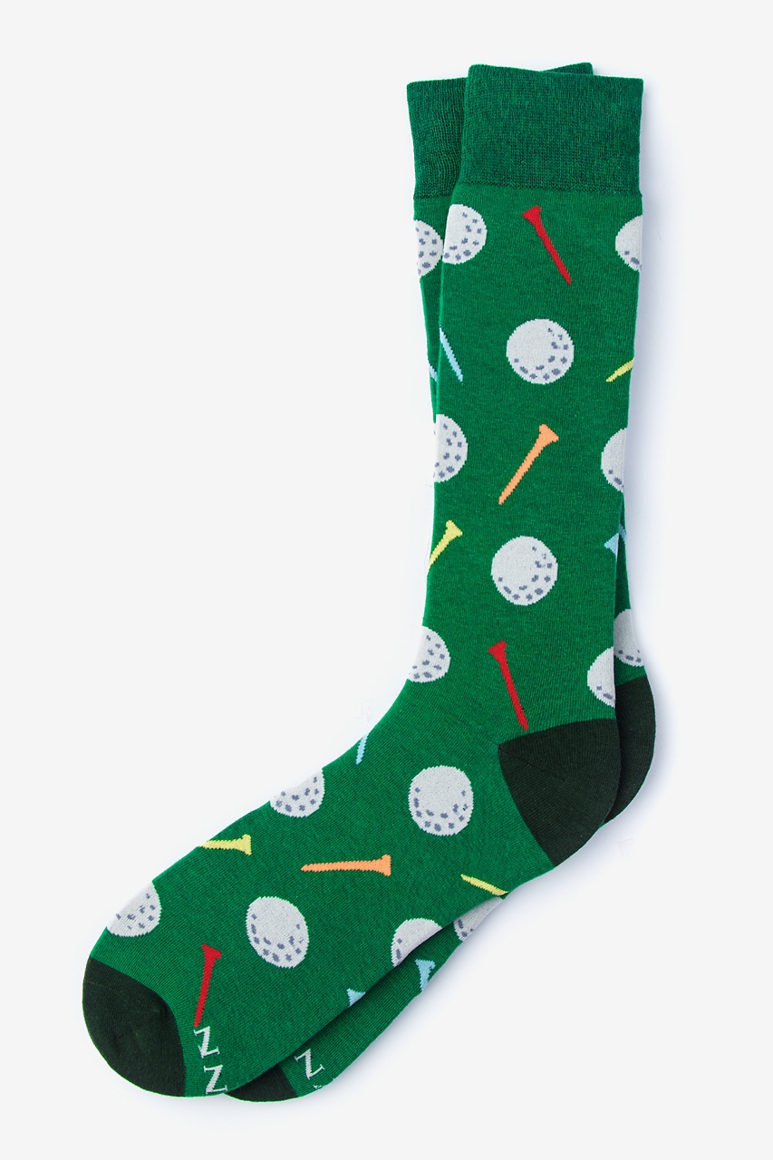 Green Golf Balls and Tees Sock| Talk Birdie to Me | Ties.com