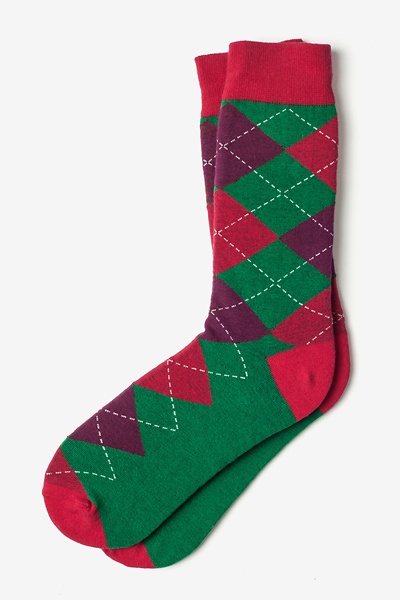 Green Carded Cotton Westminster Argyle Medium-Large Sock