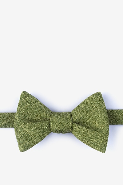 Image of Green Cotton Ben Self-Tie Bow Tie