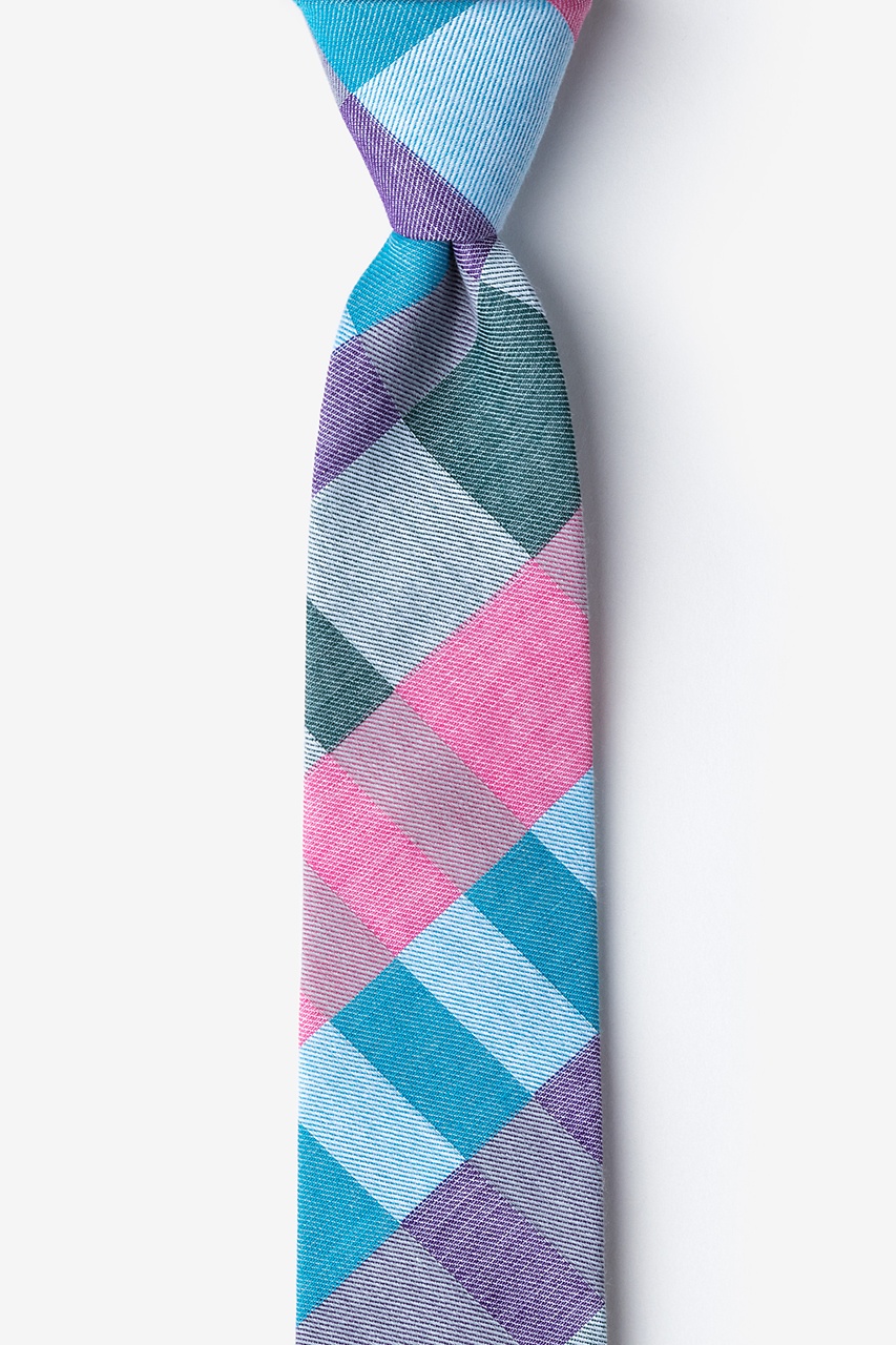 Green Cotton Brynn Check Skinny Tie | Ties.com