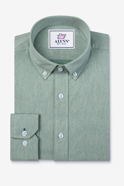 Green Cotton Caden Business Casual Shirt