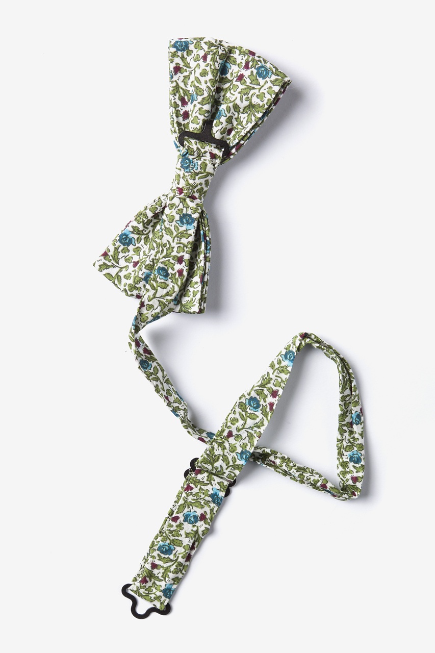 Green Cotton Henderson Floral PreTied Bow Tie
