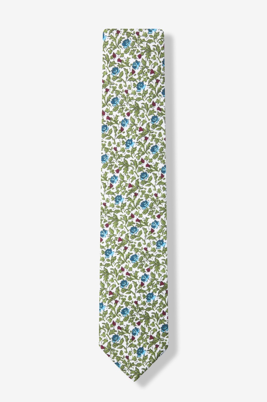 Green Cotton Henderson Floral Skinny Tie