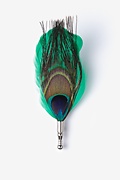 Peacock Feather Green Lapel Pin Photo (0)