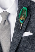 Peacock Feather Green Lapel Pin Photo (1)
