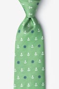 Anchors & Ships Wheels Green Extra Long Tie Photo (0)