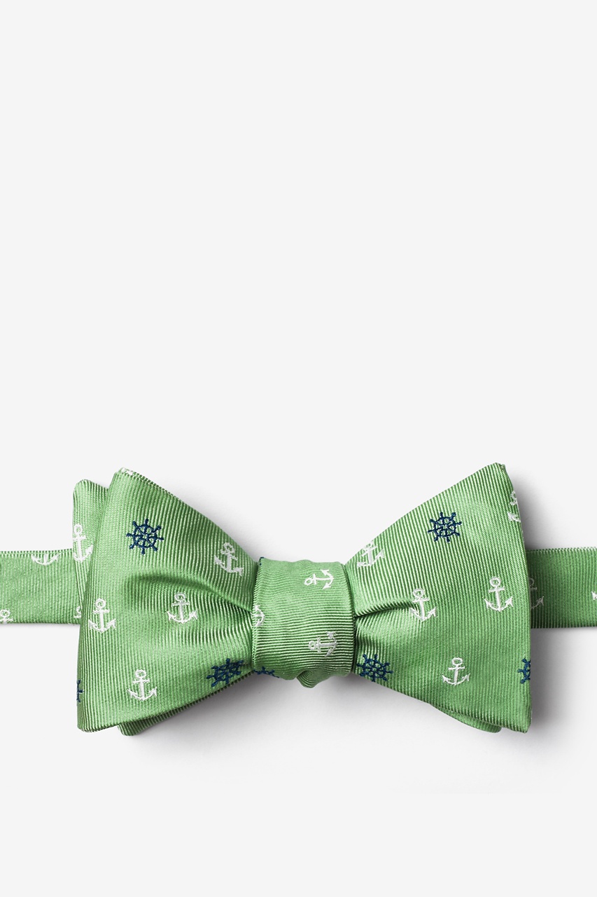 Anchors & Ships Wheels Green Self-Tie Bow Tie Photo (0)