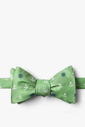 Anchors & Ships Wheels Green Self-Tie Bow Tie