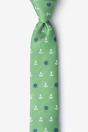 Anchors & Ships Wheels Green Skinny Tie