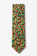 Christmas Kaleidoscope Triangles Green Extra Long Tie Photo (1)