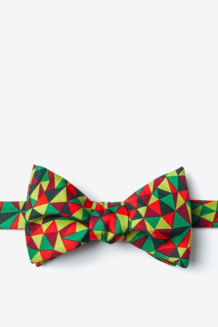 Christmas Kaleidoscope Triangles Green Self-Tie Bow Tie Photo (0)
