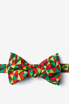 _Christmas Kaleidoscope Triangles Green Self-Tie Bow Tie_