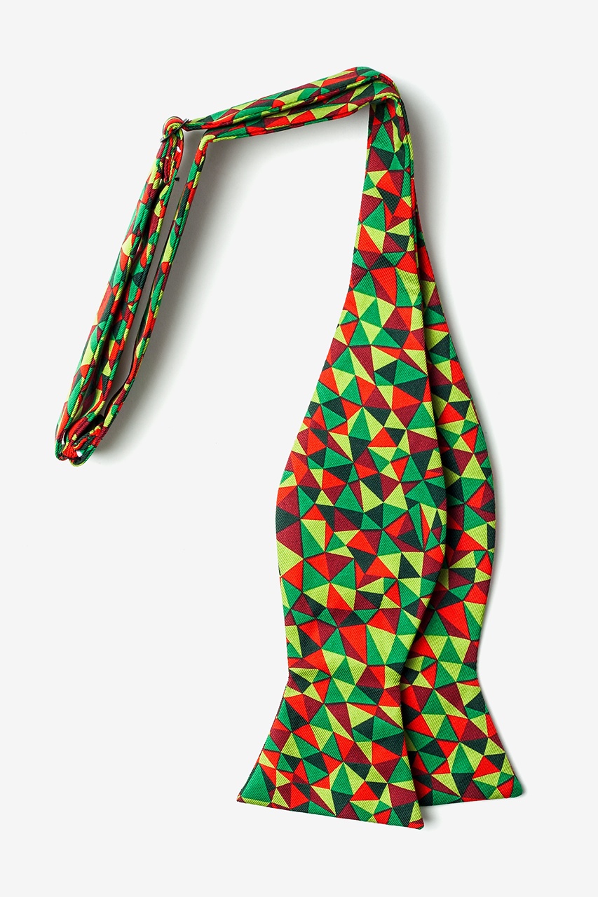 Christmas Kaleidoscope Triangles Green Self-Tie Bow Tie Photo (1)