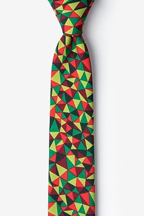 Christmas Kaleidoscope Triangles Green Skinny Tie