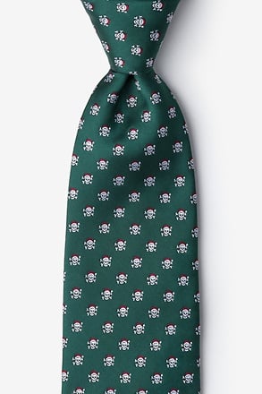 Christmas Skulls Green Extra Long Tie