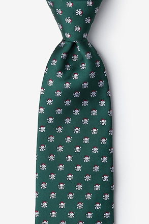 _Christmas Skulls Green Extra Long Tie_