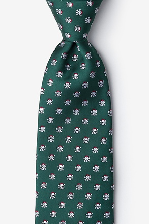 Christmas Skulls Green Tie
