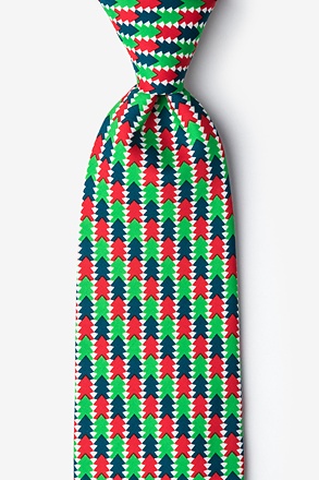 Christmas Tree Abstract Green Extra Long Tie