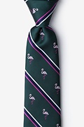Flamingo Stripe Green Extra Long Tie Photo (0)